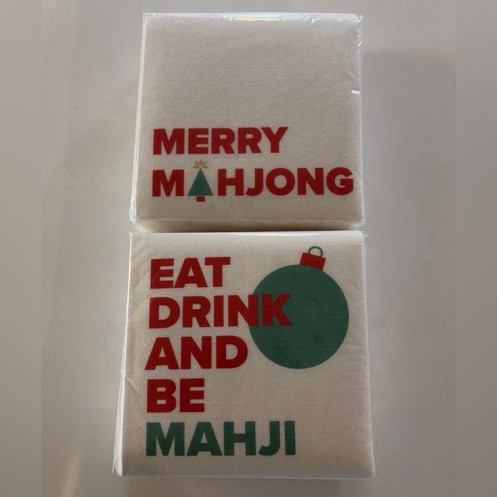 NEW 2 sets of 25 Mahjimamas Mahjong Holiday cocktail Napkins - sold out online
